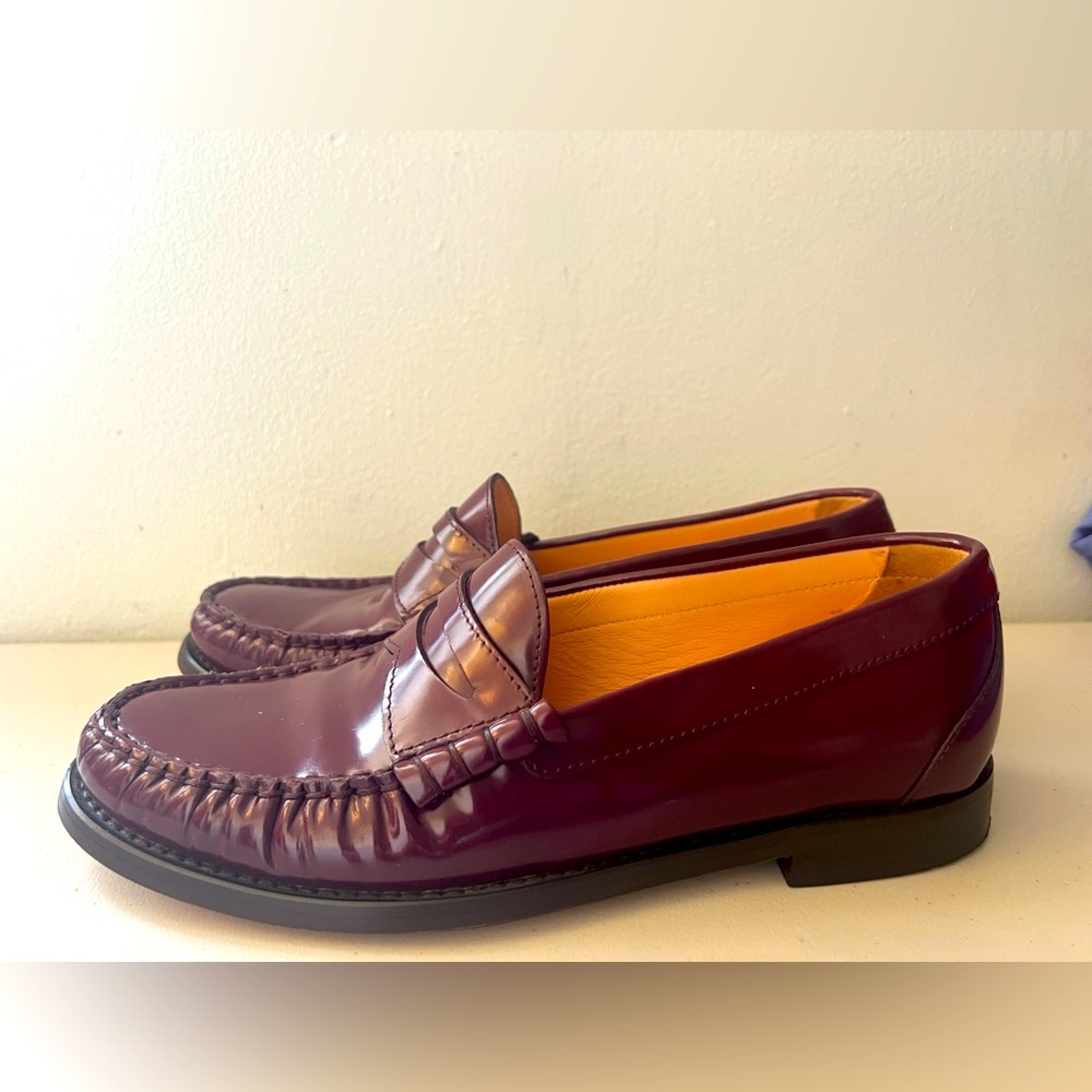 J. Crew Burgundy Patent Leather Penny Loafers